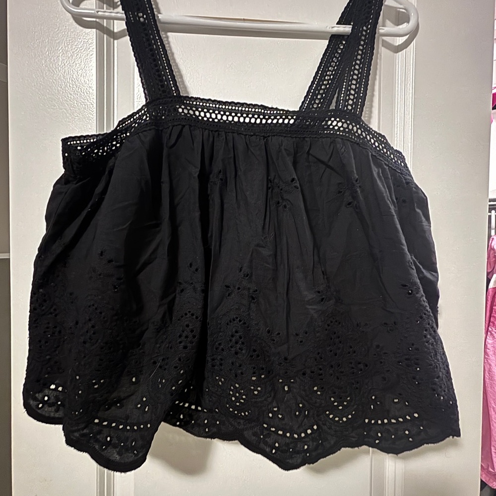 Only Hearts Black Eyelet Camisole with Crochet Straps